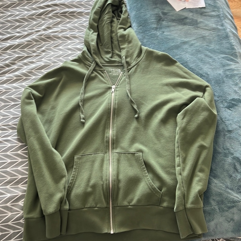 Green zip up hoodie size XL